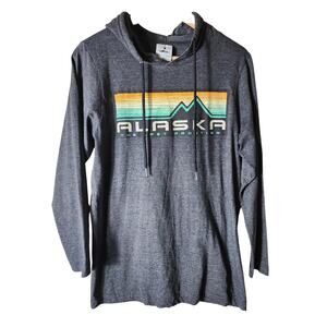 ALASKA The Last Frontier Gray Colorful Fade Lightweight Hoodie SZ S